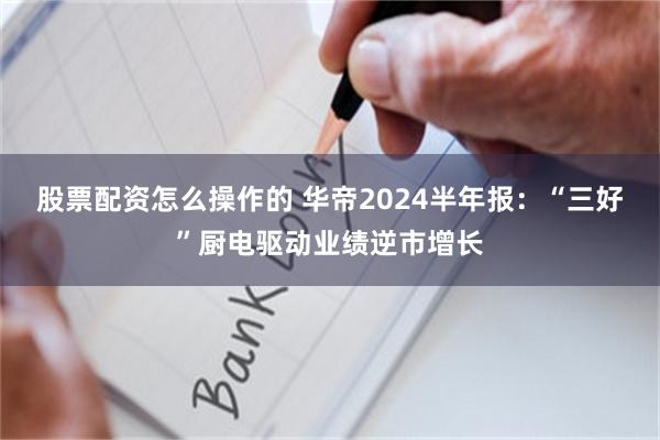 股票配资怎么操作的 华帝2024半年报：“三好”厨电驱动业绩逆市增长