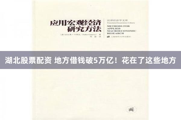湖北股票配资 地方借钱破5万亿！花在了这些地方