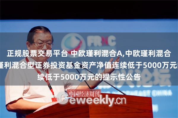 正规股票交易平台 中欧瑾利混合A,中欧瑾利混合C: 关于中欧瑾利混合型证券投资基金资产净值连续低于5000万元的提示性公告