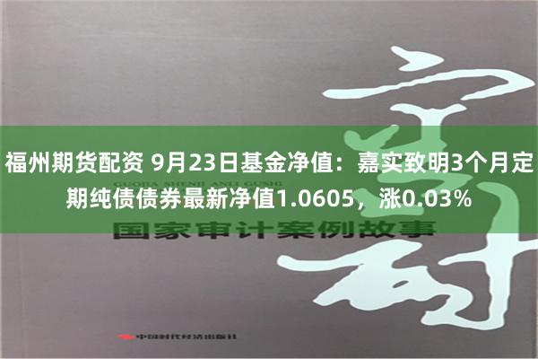 福州期货配资 9月23日基金净值：嘉实致明3个月定期纯债债券最新净值1.0605，涨0.03%