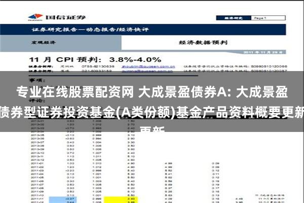 专业在线股票配资网 大成景盈债券A: 大成景盈债券型证券投资基金(A类份额)基金产品资料概要更新