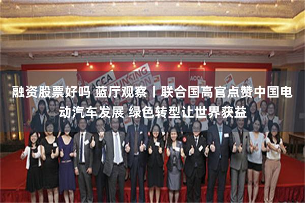 融资股票好吗 蓝厅观察丨联合国高官点赞中国电动汽车发展 绿色转型让世界获益