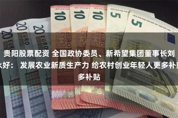 贵阳股票配资 全国政协委员、新希望集团董事长刘永好： 发展农业新质生产力 给农村创业年轻人更多补贴