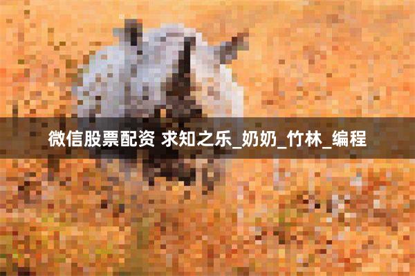 微信股票配资 求知之乐_奶奶_竹林_编程