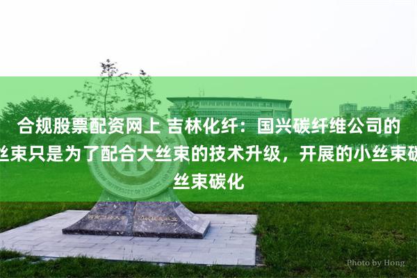 合规股票配资网上 吉林化纤：国兴碳纤维公司的小丝束只是为了配合大丝束的技术升级，开展的小丝束碳化