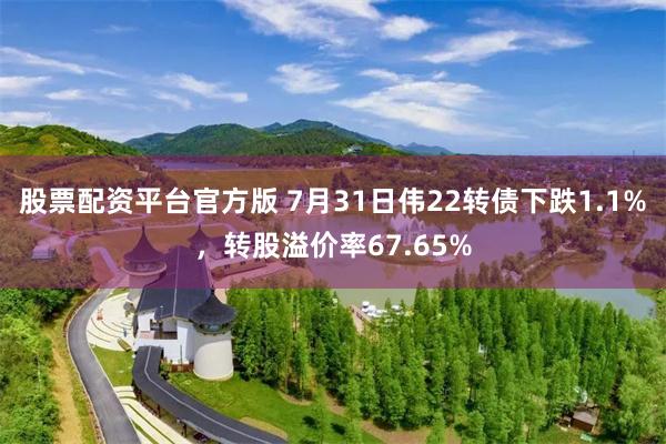 股票配资平台官方版 7月31日伟22转债下跌1.1%，转股溢价率67.65%