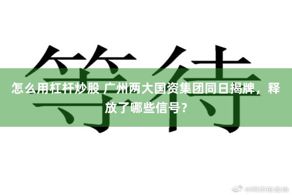 怎么用杠杆炒股 广州两大国资集团同日揭牌，释放了哪些信号？