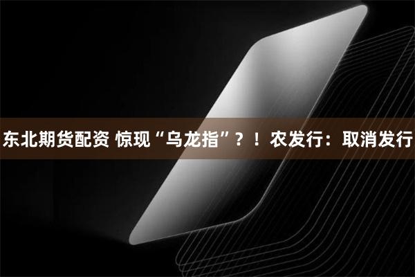 东北期货配资 惊现“乌龙指”？！农发行：取消发行