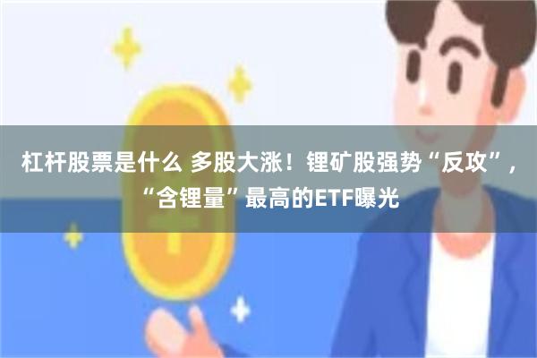 杠杆股票是什么 多股大涨！锂矿股强势“反攻”，“含锂量”最高的ETF曝光