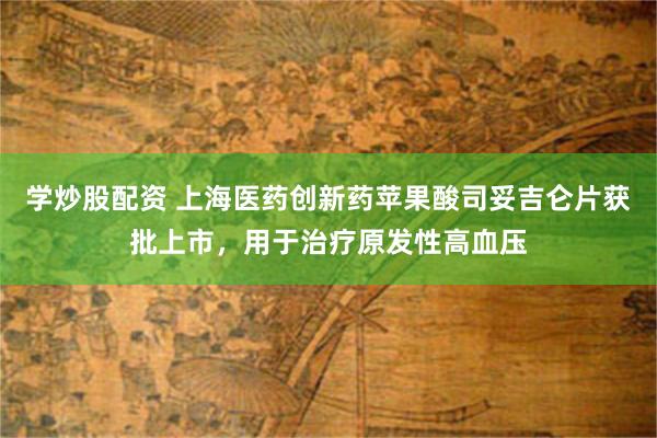 学炒股配资 上海医药创新药苹果酸司妥吉仑片获批上市，用于治疗原发性高血压