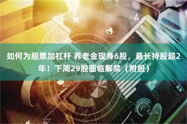如何为股票加杠杆 养老金现身6股，最长持股超2年！下周29股面临解禁（附股）