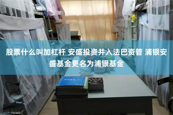 股票什么叫加杠杆 安盛投资并入法巴资管 浦银安盛基金更名为浦银基金