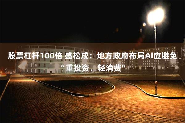 股票杠杆100倍 盛松成：地方政府布局AI应避免“重投资、轻消费”