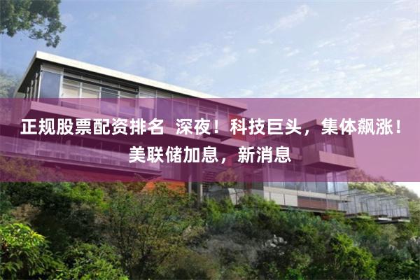 正规股票配资排名  深夜！科技巨头，集体飙涨！美联储加息，新消息