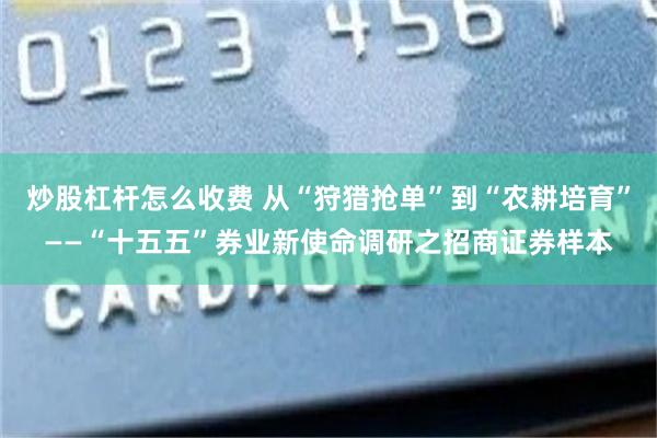 炒股杠杆怎么收费 从“狩猎抢单”到“农耕培育”——“十五五”券业新使命调研之招商证券样本